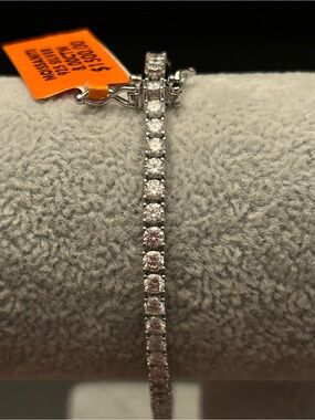 8.00CTW Genuine Moissanite Tennis Line Bracelet - 925 Sterling Silver 8 Inch 3mm